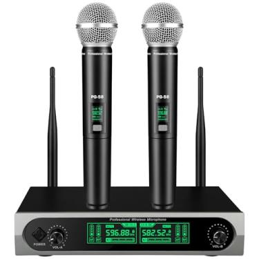 Imagem de ZOMON Sistema de microfone sem fio, conjunto de microfones de metal sem fio com capa, microfones dinâmicos portáteis sem fio para cantar, karaokê, igreja, DJ, alcance de 30 metros