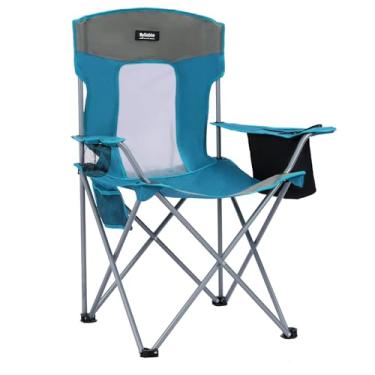 Imagem de Byliable Cadeiras de campismo, portátil, dobrável, para adultos, com suporte para bebidas e bolsa térmica ao ar livre para acampamento, gramado, esportes, piquenique, praia, festival de música, azul
