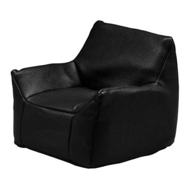 Imagem de menolana Sofá em miniatura de PU, brinquedo infantil realista com encosto, móvel em miniatura para casa de bonecas em escala 1:12, ideal para presente, Preto