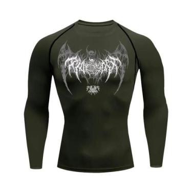 Imagem de Camiseta De Compressão De Manga Longa Com Estampa De Asas De Caveira P
