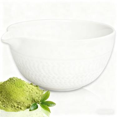 Imagem de Zivosely Tigela Matcha com Bico, Tigela de Chá Matcha de Cerâmica Tradicional Chawan Cerimonial Japonês para Bater Mistura e Uso Diário, 500 ml, Branco