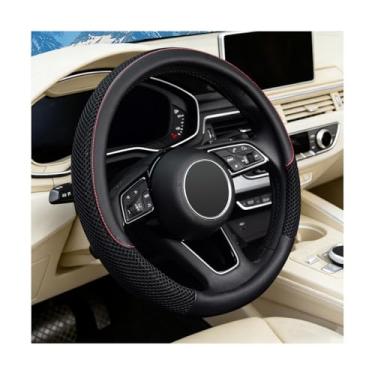 Imagem de Osilly Capa de volante de carro, 36,8-38 cm de microfibra de couro de seda gelo antiderrapante protetor de volante, acessórios confortáveis de proteção interior automotiva, ajuste universal (preto)