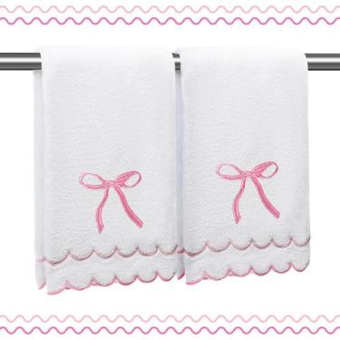 Imagem de Toalhas de mão RRBXIA Coquette Bow 100% algodão 40x70cm, pacote com 2