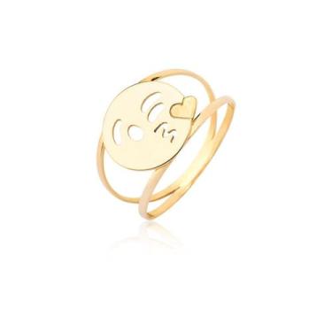 Imagem de Anel Emoji Beijo De Coração Ouro 18k - MAEHLER Arte Em Joias, Dourado
