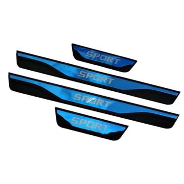 Imagem de GZBFTDH Protetor de mandril de porta de carro, compatível com acessórios Volvo XC60 XC90 2018-20234 2025 2026, acabamento de placa de entrada de porta de aço (azul)