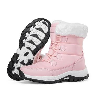 Imagem de Forevercan Botas femininas de neve de inverno com plataforma à prova d'água, confortáveis, quentes, totalmente forradas, leves, antiderrapantes, para uso ao ar livre, com cadarço até a panturrilha