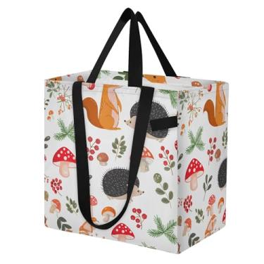 Imagem de SEHANY Sacola de compras reutilizável de cogumelo herb com alças reforçadas, bolsa de compras de lona dobrável à prova d'água de grande capacidade para viagem, cozinha, praia