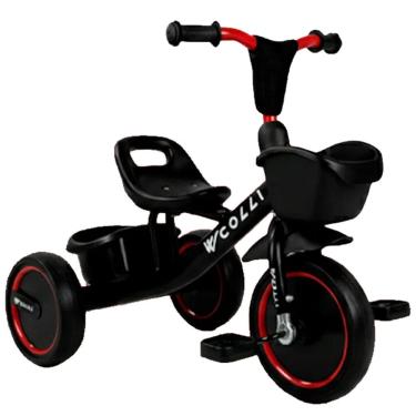 Imagem de Triciclo Infantil Colli Kim Preto Fosco Com Cestinha Aro 12 Com Pedal Andador Bebê 2+ anos Bicicleta Menino Menina Feminina Masculina