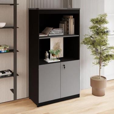 Imagem de Estante Armário 160cm para Escritório com 2 Portas Puxadores Cava Corp