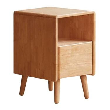 Imagem de Mesa de cabeceira moderna minimalista de madeira grande com gaveta, móveis de cabeceira para quarto, gaveta, prateleira, móveis de cabeceira