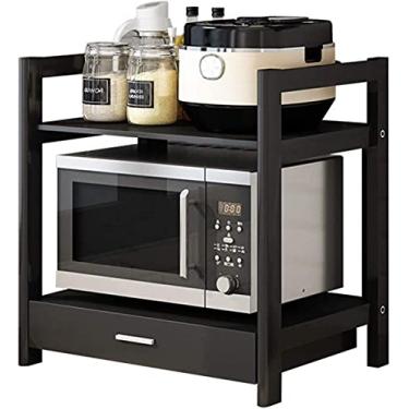 Imagem de U5GAAALPPQ9 Prateleira de cozinha de armazenamento embaixo da prateleira, multifunções, aço carbono, micro-ondas, suporte de carga, material montado no chão, rack de armazenamento de cozinha