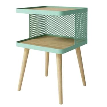 Imagem de Mesa de cabeceira grande estilo nórdico com estrutura metálica pequena em formato de espaço criativo, com pernas removíveis de aço alto, móveis de cabeceira