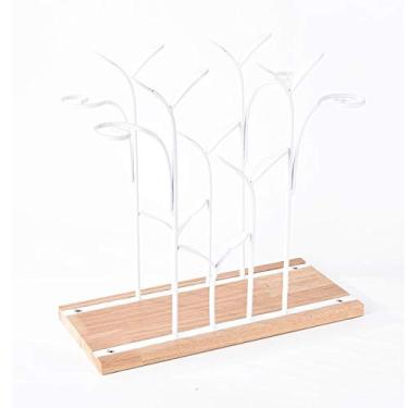 Imagem de Rack de armazenamento de vinho independente de bancada comporta 4 garrafas de vinho e 4 copos para cozinha, casa, bar, armazenamento, adega, armário, despensa, etc. (Cor: branco) (branco)