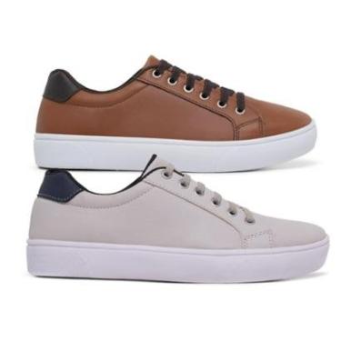 Imagem de Kit 2 Sapatênis Casual Masculino Confort SF Ajuste Elástico-Masculino