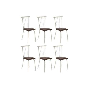 Imagem de Kit 6 Cadeiras Sala Jantar 154 Aço 6 Uni Prata/Corano Cacau - Carraro