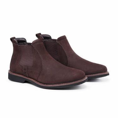 Imagem de Bota Masculina Couro Coturno Cano Baixo Macia Reforçada-Masculino