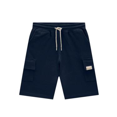 Imagem de Bermuda Infantil Menino Moletinho Onda Marinha Azul Marinho-Masculino