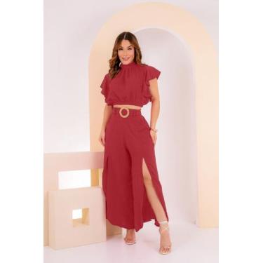 Imagem de Conjunto de Calça Pantalona moda Feminina cinto Luxo - M.A Oficial, Vi