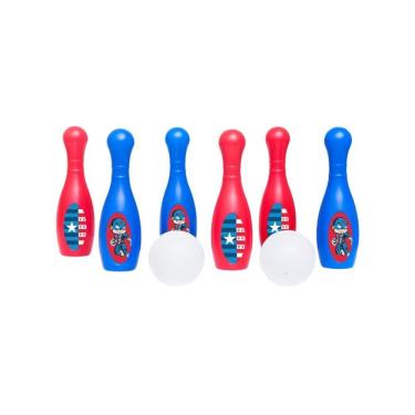 Imagem de Jogo Boliche Capitão América 6 Pinos 2 Bolas Brinquedo