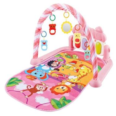 Imagem de Tapete Ginásio Musical Para Bebê Menina Piano Floresta Rosa - Color Ba
