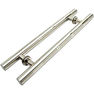 Imagem de Puxador de tubo redondo de aço inoxidável resistente para portas internas e externas pode ser usado para portas de vidro/portas de metal/portas deslizantes/portas de celeiro - 80 × 50 cm