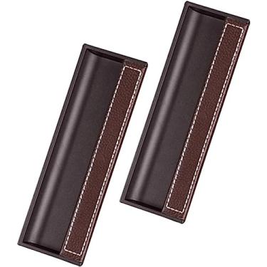Imagem de BAZAC 2 maçanetas ocultas para gaveta de armário, puxador para porta de gaveta de armário oculto, acessório de hardware para móveis para porta de correr-Brown