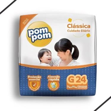 Imagem de Fralda Descartável Pom Pom Clássica Jumbo Tamanho G - 24 Unidades