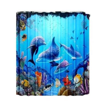 Imagem de Decoração De Banheiro Infantil Com Cortinas De Chuveiro De Vida Marinh