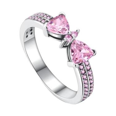 Imagem de Anel Feminino De Prata Esterlina 925 Com Mini Snoopy, Diamante Rosa De