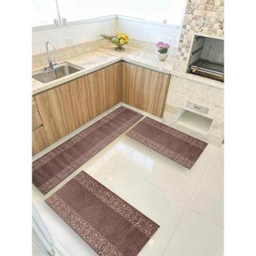 Imagem de Kit 3 peças Jogo Cozinha Passadeira Emborrachada Não Derrapa - De Cora