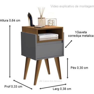 Imagem de Mesa de Cabeceira Pés Palito Evora Onix / Nature - Comprar Moveis em Casa