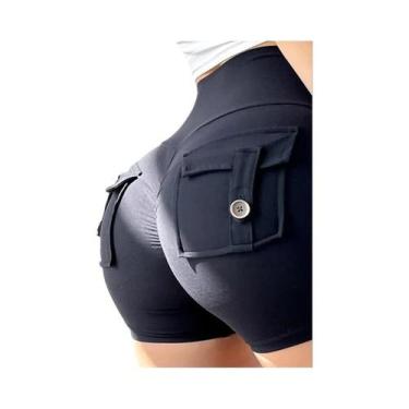 Imagem de Shorts De Yoga Sem Costura De Cintura Alta Para Mulheres, Com Efeito D