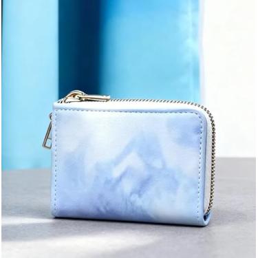 Imagem de Carteira feminina com porta-cartões RFID com vários compartimentos para identidade e organizador de moedas, Azul, Cosmetic_case