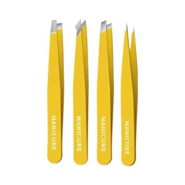 Imagem de Pinça De Sobrancelha Inclinada De Aço Inoxidável Colorida Para Remoção