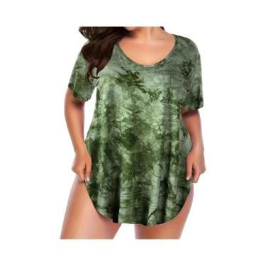 Imagem de Camiseta Casual De Manga Morcego plus Size Com Decote Redondo, Respirá