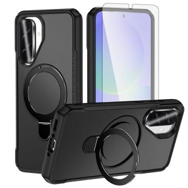 Imagem de Asuwish Capa de celular para Samsung Galaxy A35/A55 5G capa magnética com protetor de tela de vidro temperado e suporte híbrido fino à prova de choque anel rígido A 35 55 35A 55A A355G A555G feminino