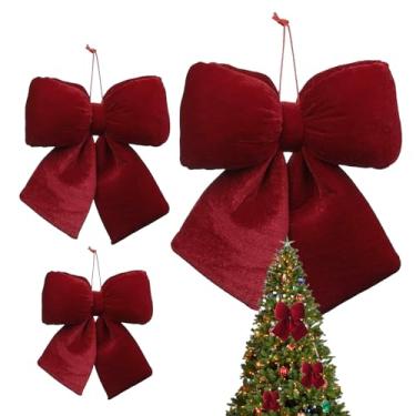 Imagem de Laços de Natal vermelhos, decoração de veludo de Natal vermelho, laços de guirlanda - para casa, guirlanda, guirlanda, festa, feriado, chuveiro, aniversário, casamento