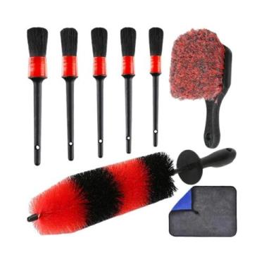 Imagem de Kit De Detalhamento Automotivo: Escova De Roda Com Cerdas Longas, Pano