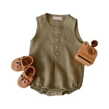 Imagem de Macacão De Linho E Algodão Para Bebês Recém-Nascidos, Meninos E Menina