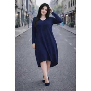 Imagem de Vestido Mullet Manga Longa Moda Femenina - modanascimento, Azul marinh