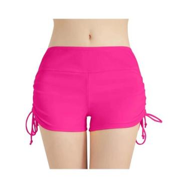 Imagem de Calcinha De Banho Feminina Com Cordão Ajustável De Cintura Alta, Short