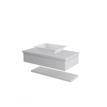 Imagem de Conjunto Bancada C-cuba Messina E Prateleira Metrópole 805 Perffect Acetinado Branco Chess