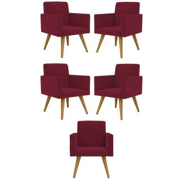 Imagem de Kit 05 Poltronas Nina Decorativa Para Recepção Balaqui Decor Cor:marsala