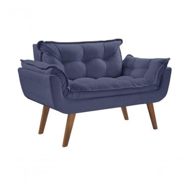 Imagem de Poltrona Namoradeira Opalla 2 Lugares Dsalla Suede Azul Bic