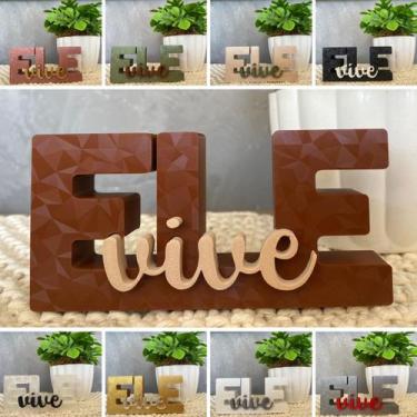 Imagem de Letreiro Ele Vive Placa Minimalista Bíblico Cristão Decorativo Moderno