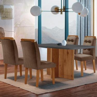 Imagem de Mesa Olímpia 120cm Mdf Canto Copo Com 4 Cadeiras Carol