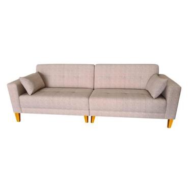 Imagem de Sofá Gianni Bipartido Tecido Acquablock Pé Trapézio Claro 220cm - 4R E