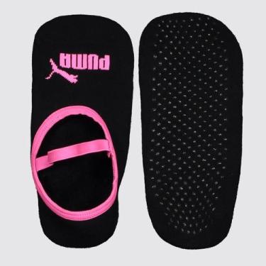 Imagem de Meia Puma Pilates Feminina Preta e Pink, 34-39