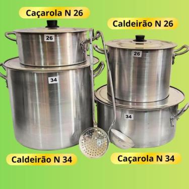 Imagem de Jogo de Panelas Industrial Caldeirão e Caçarola N26 e N34 Linha Hotel 