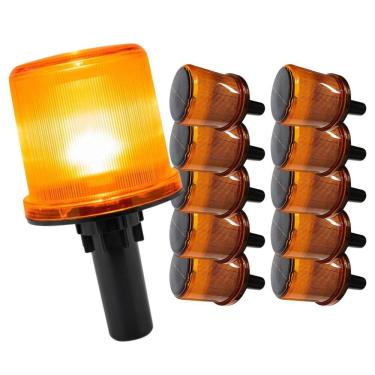 Imagem de Sinalizador Solar Viario Kit 10 Uni Cone Obra Transito Sinalizaçao Rodovia Transito Sinalizaçao Obra Emergencia Acidente